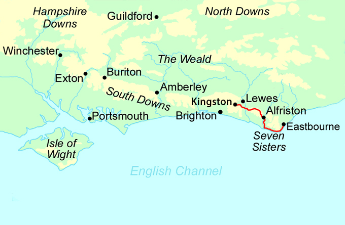 South Downs Way Short Break - East Section map